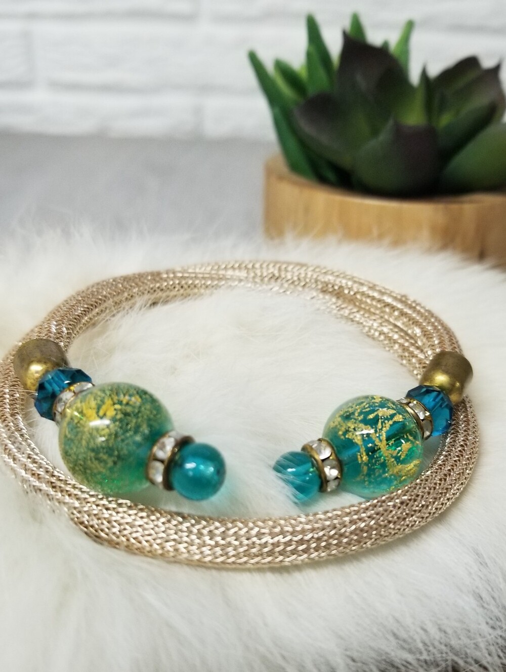 Stauer Murano Glass Mesh Wrap Bracelet